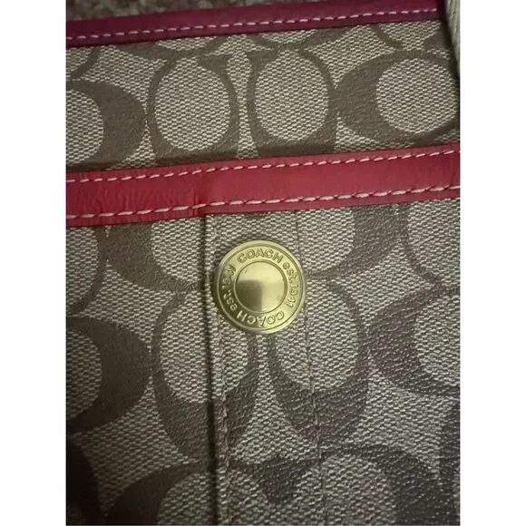 Coach Women's Leatherware Signature Canvas Heritage Shoulder Handbag Tan Pink - Picture 3 of 7